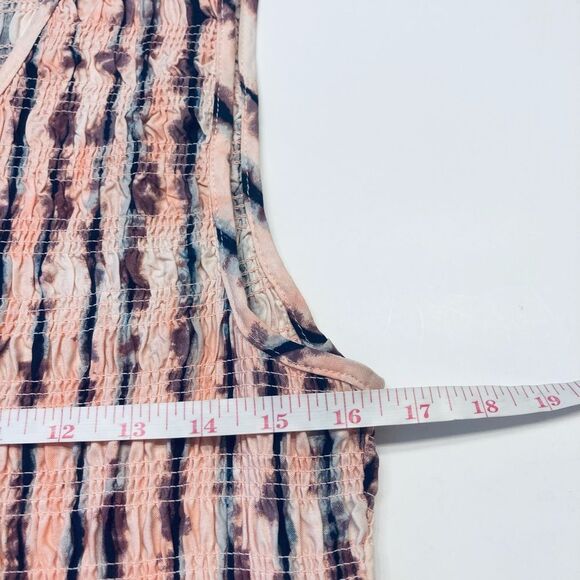 Torrid Rayon Twill Smocked Tiered Tank Plus Sz 1 1X 14/16 Ink Blot Stripe Print - Picture 8 of 9